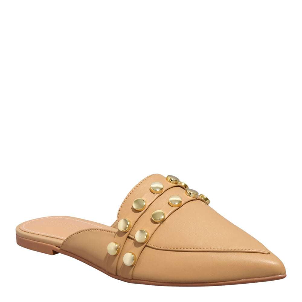 Mule Bege Santa Lolla Tachas Bico Fino 