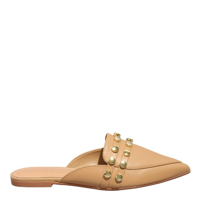 Mule Bege Santa Lolla Tachas Bico Fino 