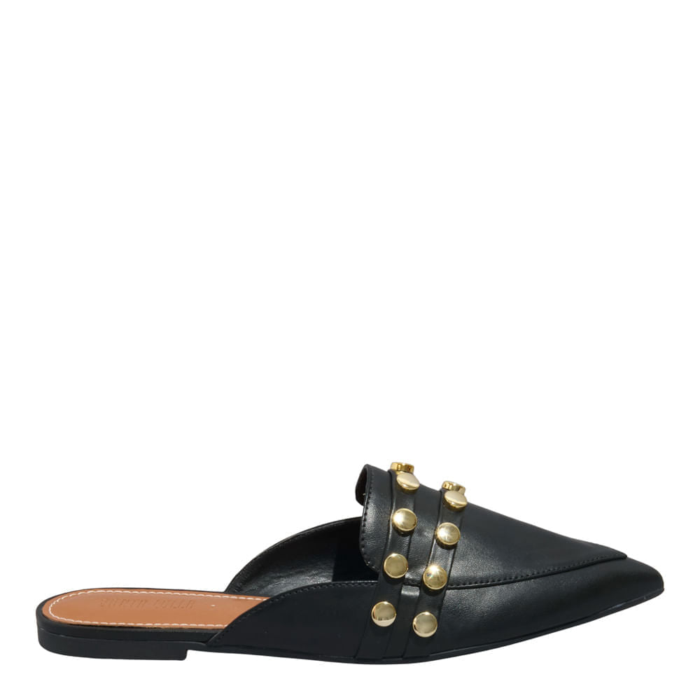 Mule Preto Santa Lolla Tachas Bico Fino