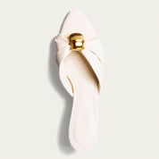 Mule Santa Lolla Off White Couro Detalhe Dourado