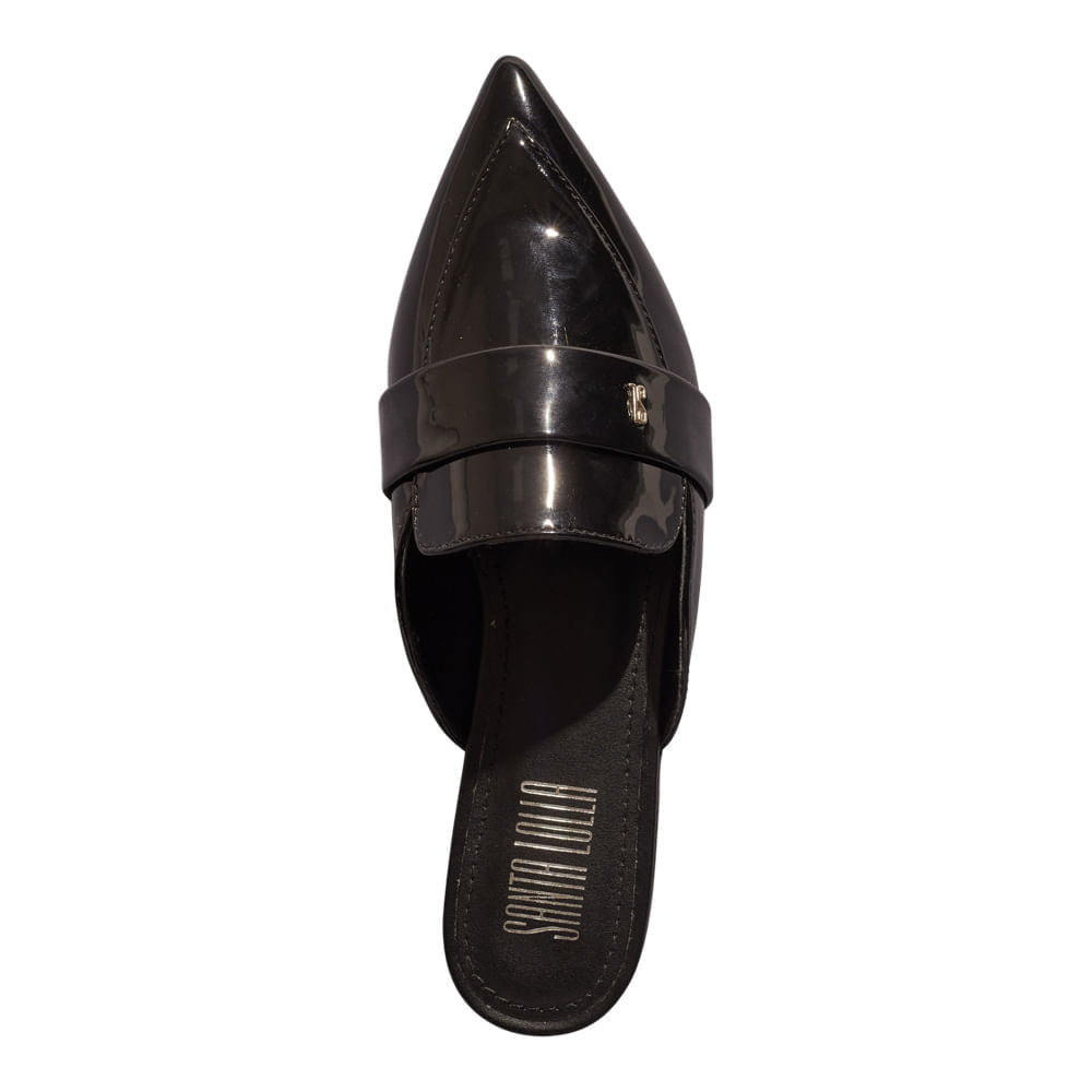 Mule Santa Lolla Preto Verniz Bico Fino