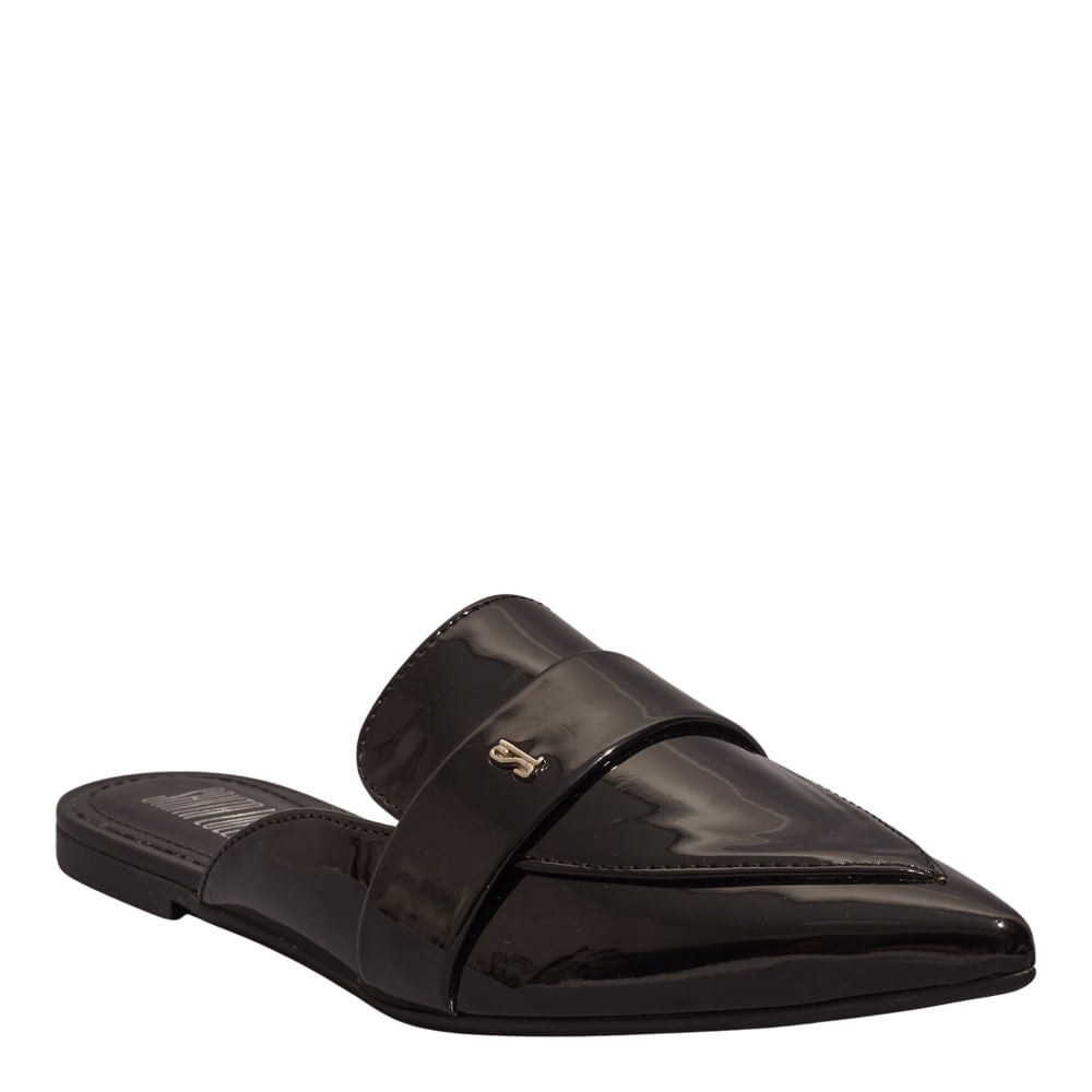 Mule Santa Lolla Preto Verniz Bico Fino