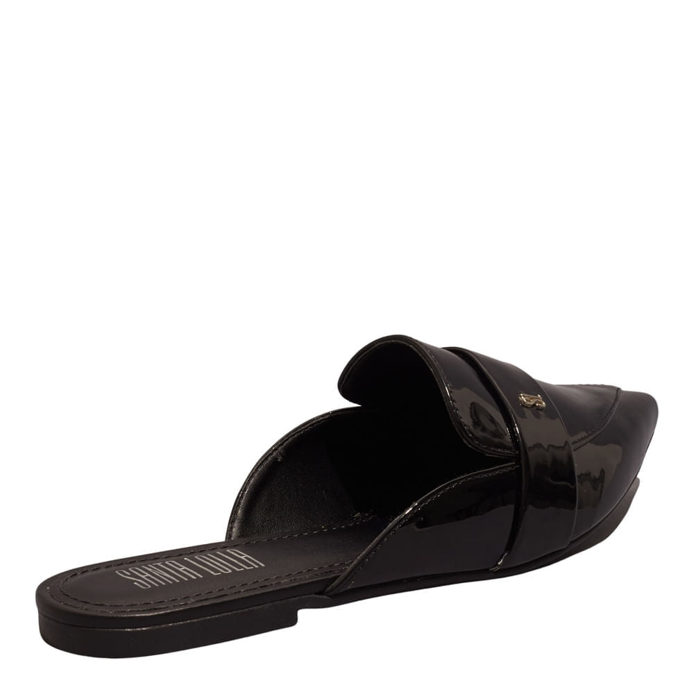 Mule Santa Lolla Preto Verniz Bico Fino
