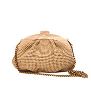 Necessaire Santa Lolla Bege Tramado Alça Corrente