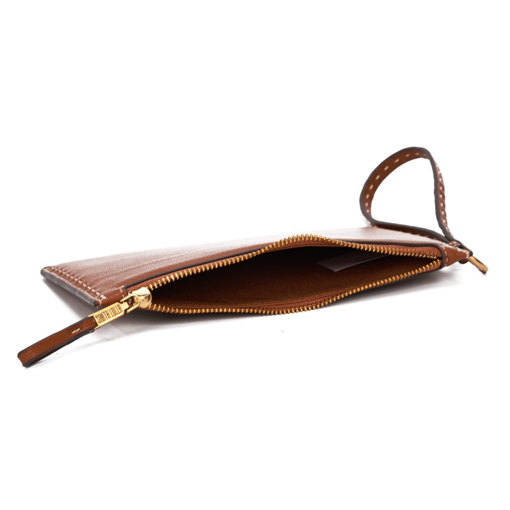 Necessaire Santa Lolla Marrom Alça De Mão Zíper