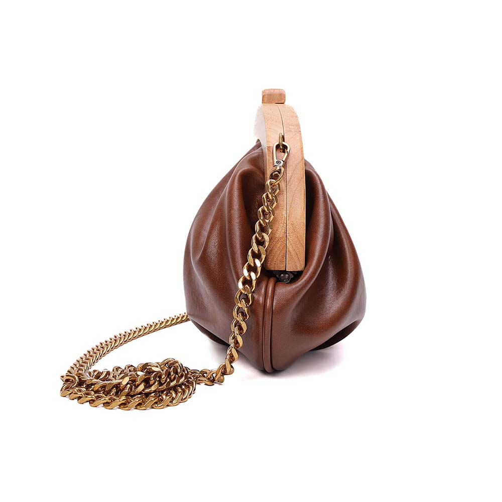 Necessaire Santa Lolla Marrom Corrente Dourada