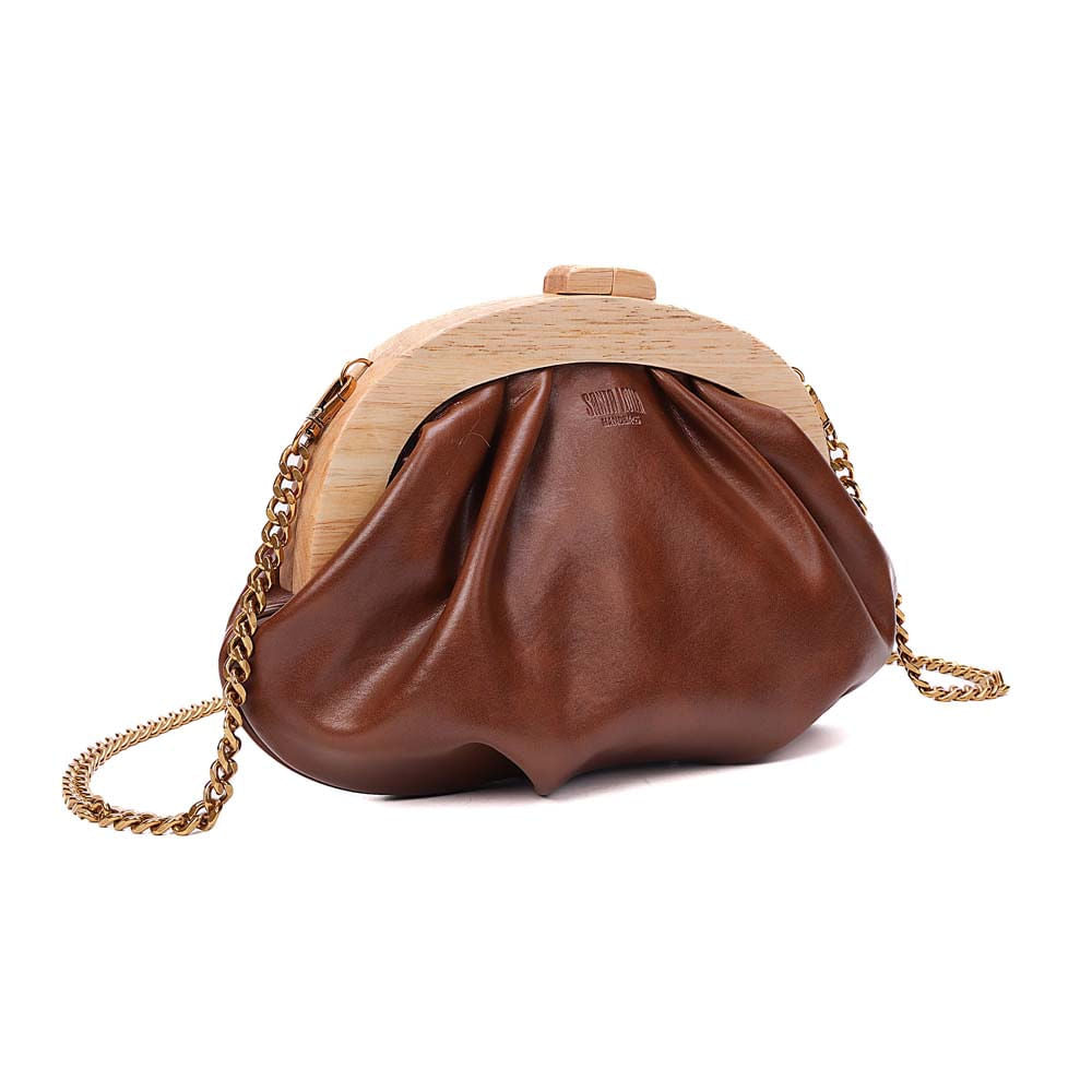 Necessaire Santa Lolla Marrom Corrente Dourada