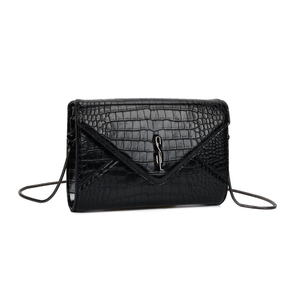 Necessaire Santa Lolla Preta Croco Alça Corrente