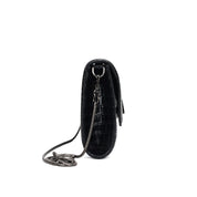 Necessaire Santa Lolla Preta Croco Alça Corrente