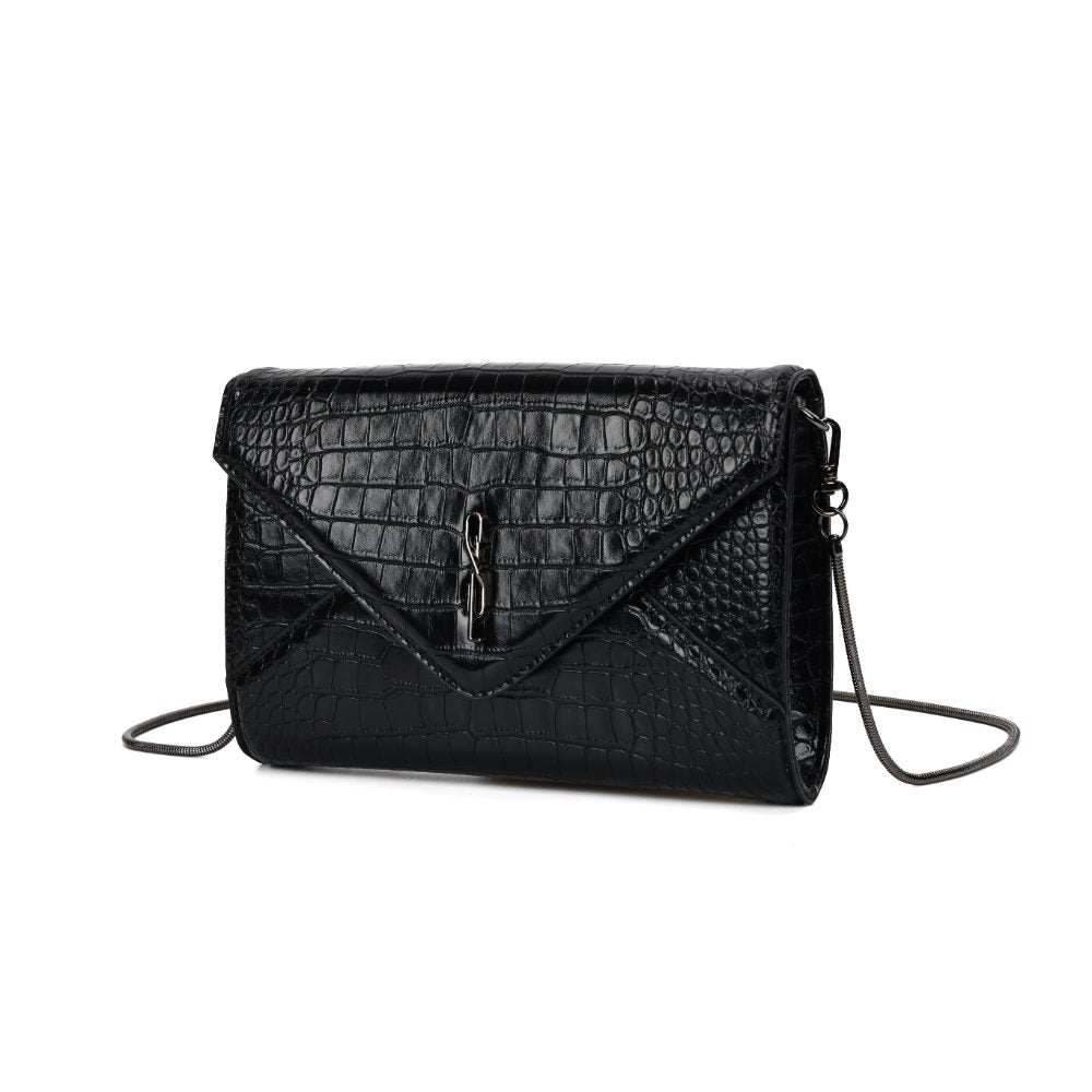 Necessaire Santa Lolla Preta Croco Alça Corrente