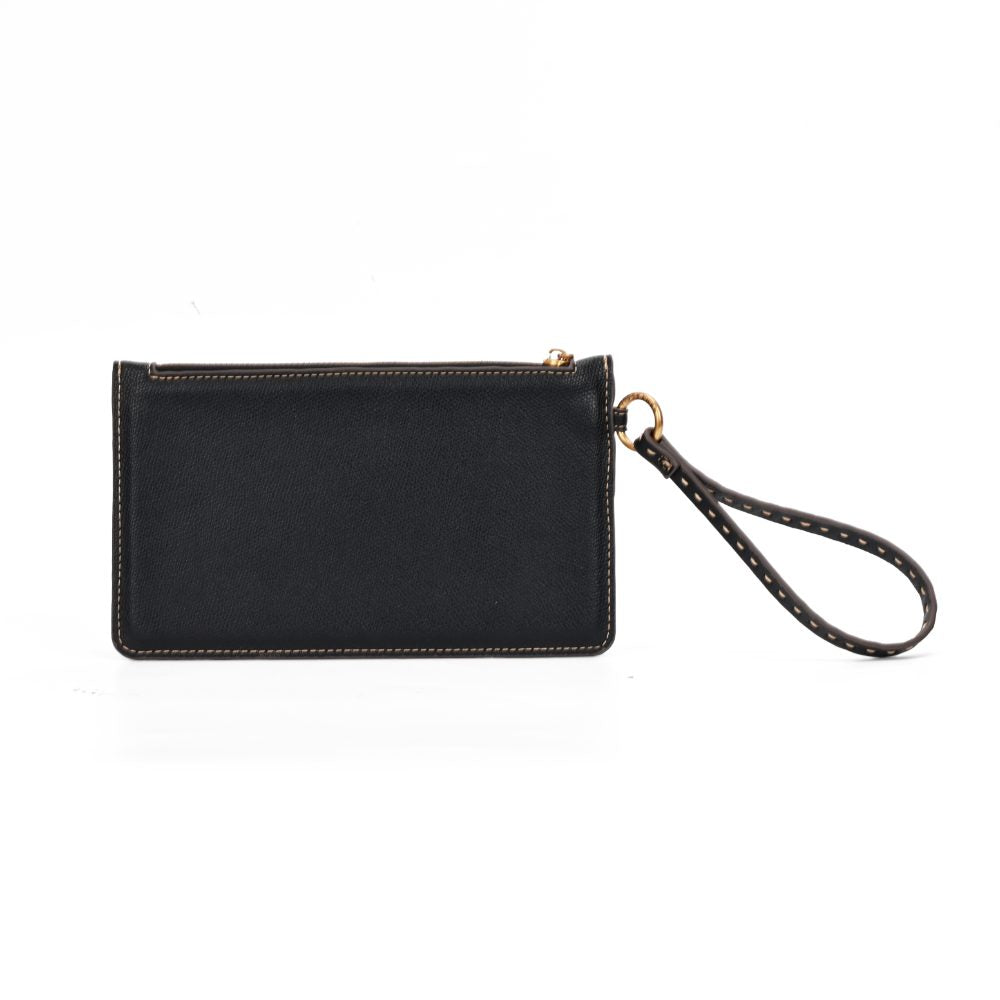 Necessaire Santa Lolla Preta Texturizada Zíper