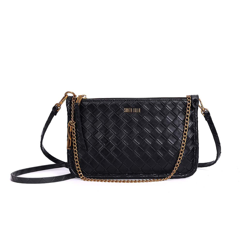 Necessaire Santa Lolla Preta Tressê Alça Corrente