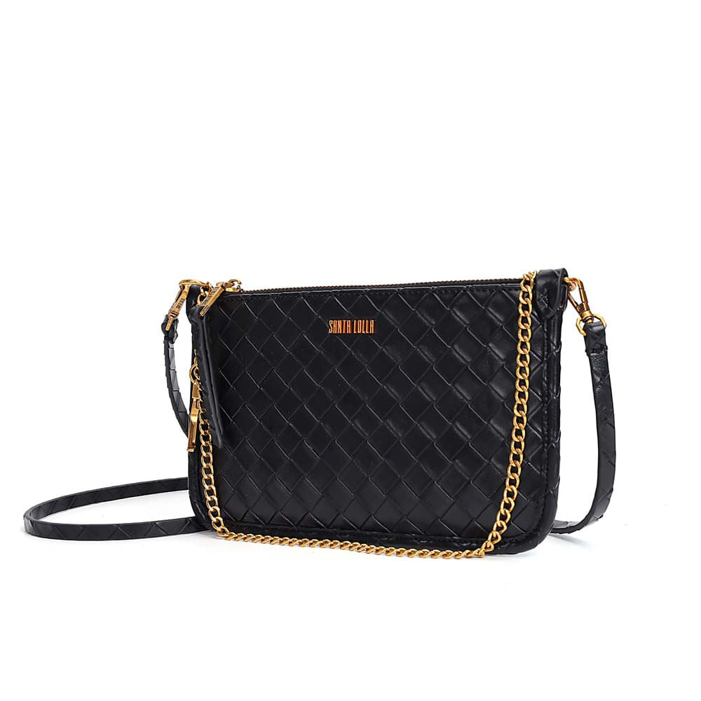 Necessaire Santa Lolla Preta Tressê Alça Corrente