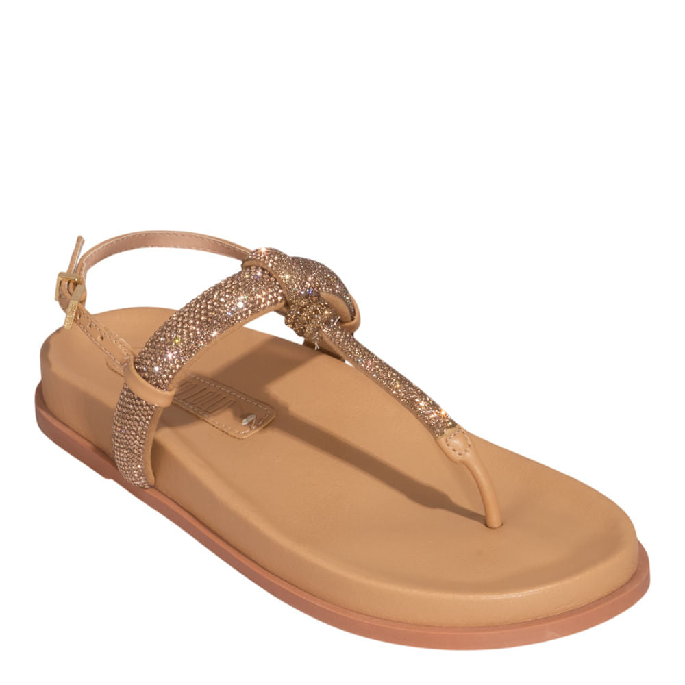 Papete Santa Lolla Bege Brilho Strass