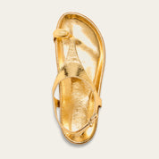 Papete Santa Lolla Dourada Couro Metalizado T-Strap