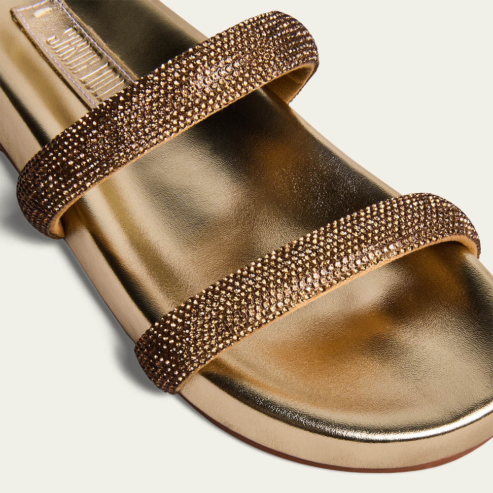 Papete Santa Lolla Dourada Metalizada Tiras Strass