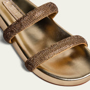 Papete Santa Lolla Dourada Metalizada Tiras Strass