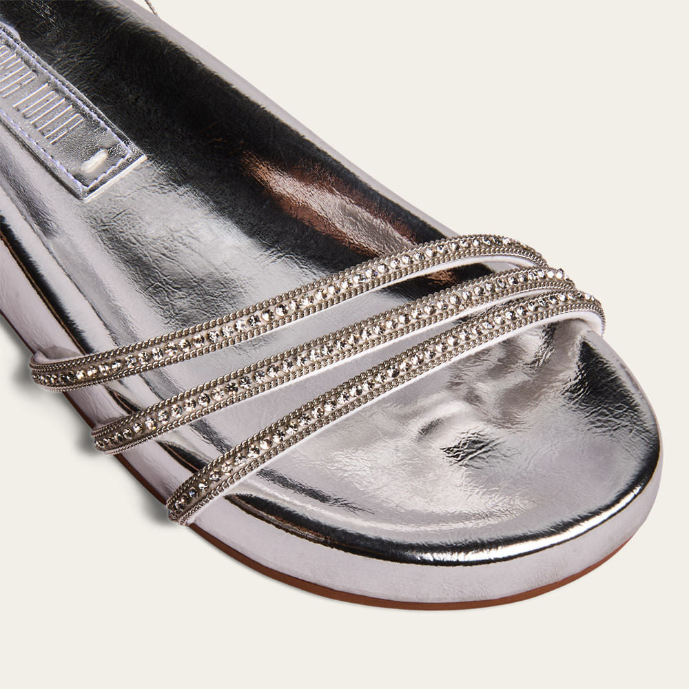 Papete Santa Lolla Prata Strass Fivela