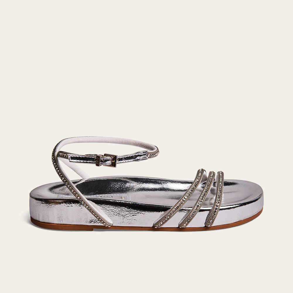 Papete Santa Lolla Prata Strass Fivela