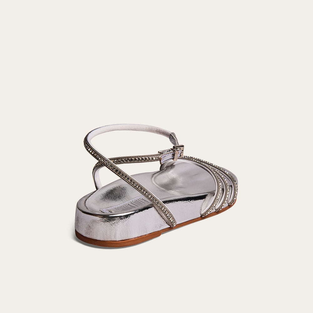 Papete Santa Lolla Prata Strass Fivela