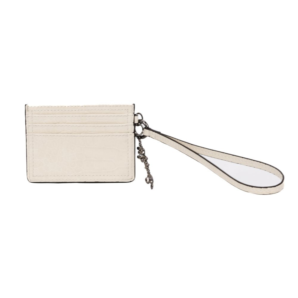 Porta-Cartão Santa Lolla Off White Croco Alça De Mão