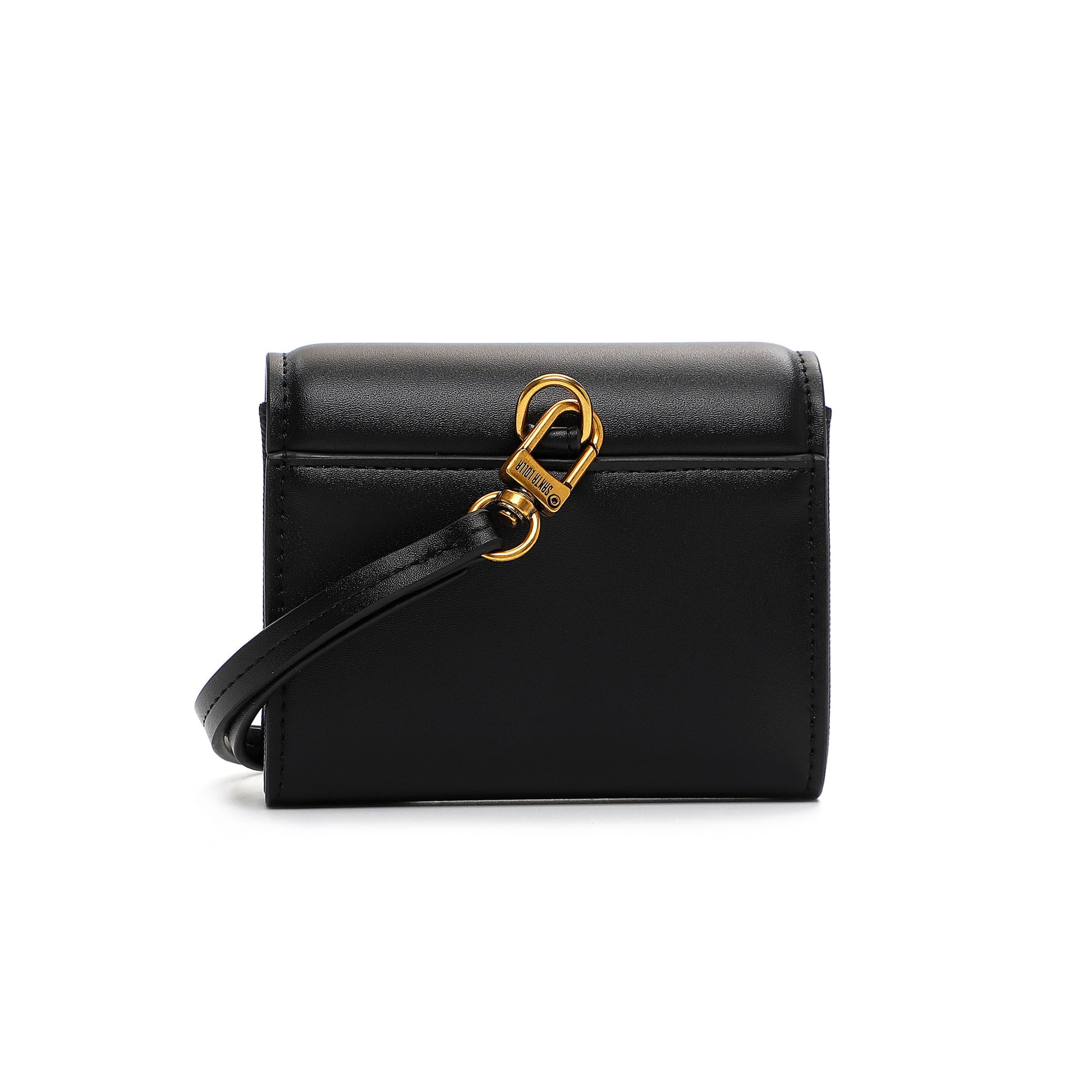 Porta-Cartão Santa Lolla Preto Alça Longa Fecho Dourado