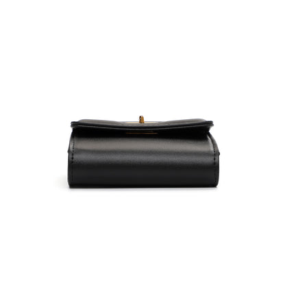 Porta-Cartão Santa Lolla Preto Alça Longa Fecho Dourado