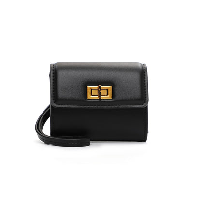 Porta-Cartão Santa Lolla Preto Alça Longa Fecho Dourado