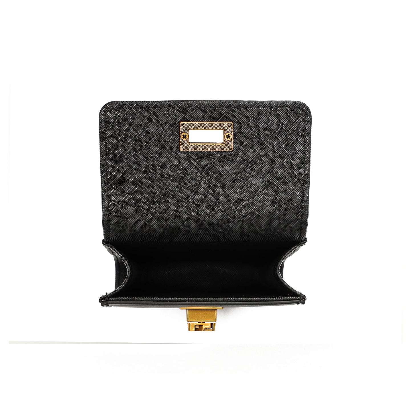 Porta-Cartão Santa Lolla Preto Alça Longa Fecho Dourado
