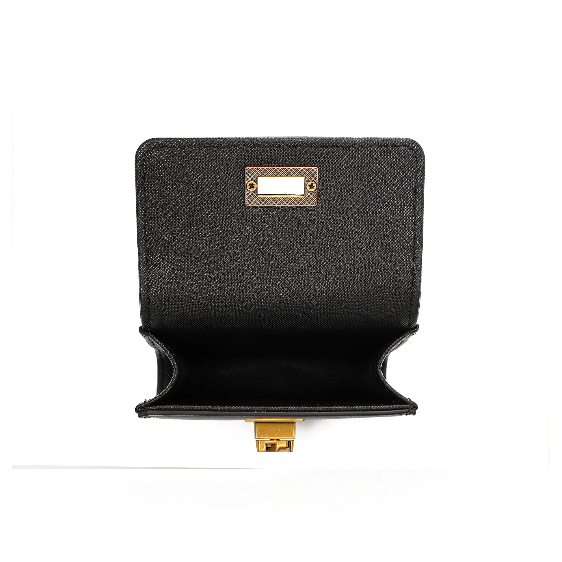 Porta-Cartão Santa Lolla Preto Alça Longa Fecho Dourado