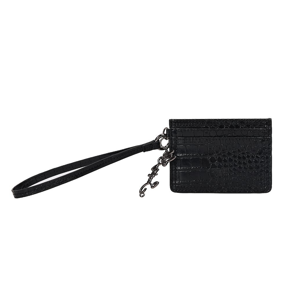 Porta-Cartão Santa Lolla Preto Croco Alça De Pulso