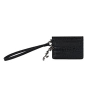 Porta-Cartão Santa Lolla Preto Croco Alça De Pulso