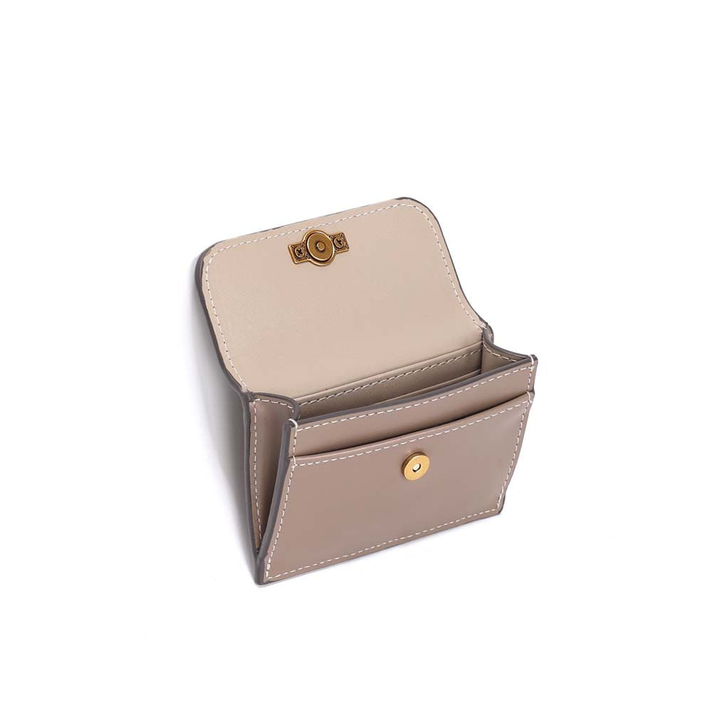 Porta-Cartão Santa Lolla Taupe Soft Placa Dourada