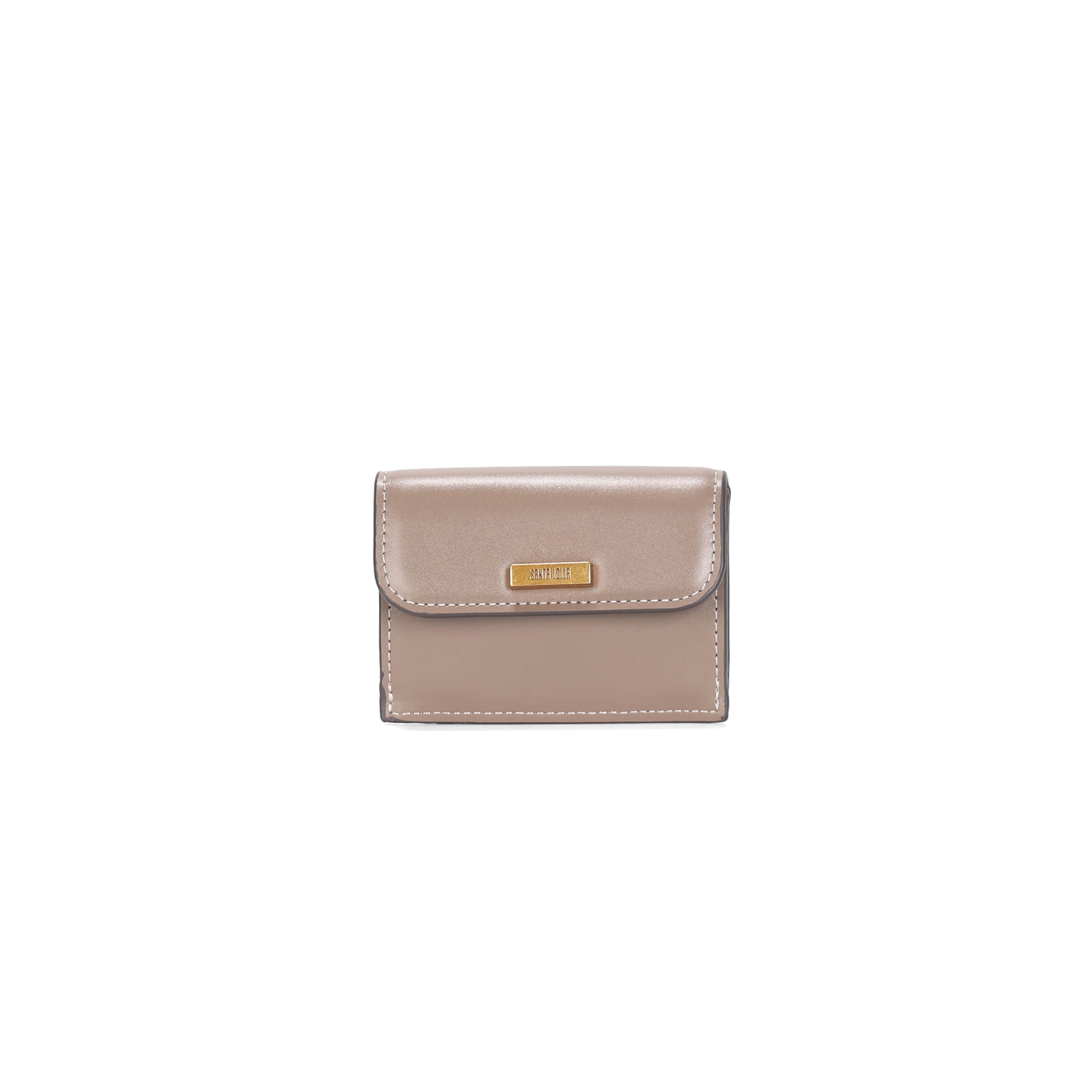Porta-Cartão Santa Lolla Taupe Soft Placa Dourada