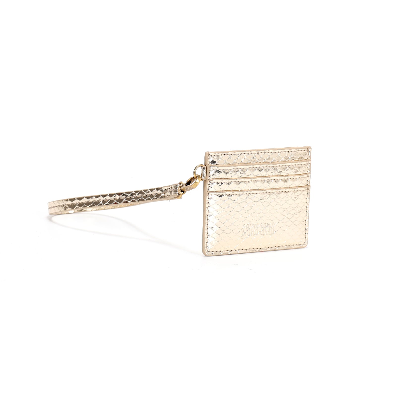 Porta-Cartões Santa Lolla Dourado Textura Snake