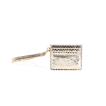 Porta-Cartões Santa Lolla Dourado Textura Snake