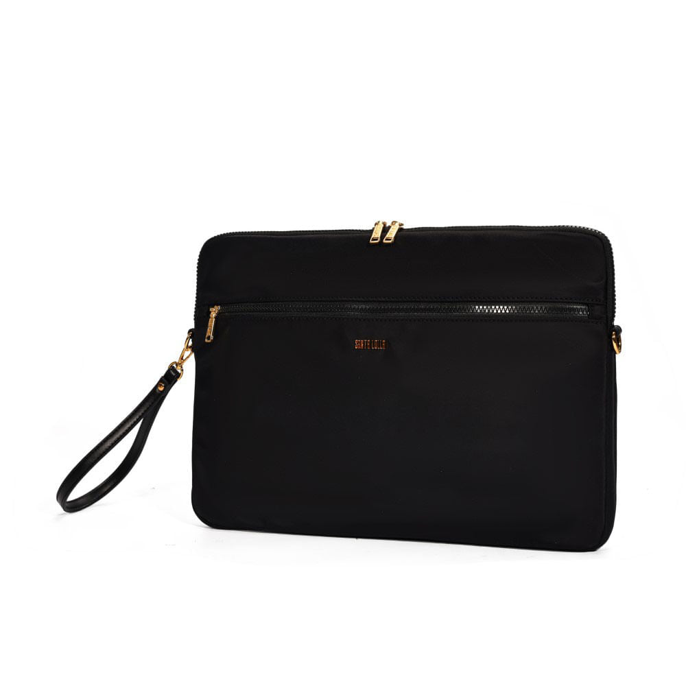 Porta Notebook Preto Nylon Com Alça De Mão