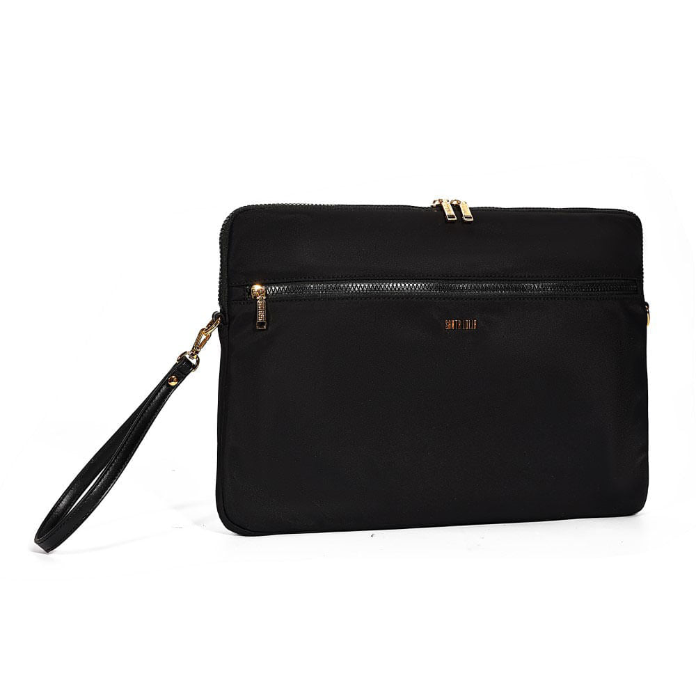Porta Notebook Preto Nylon Com Alça De Mão