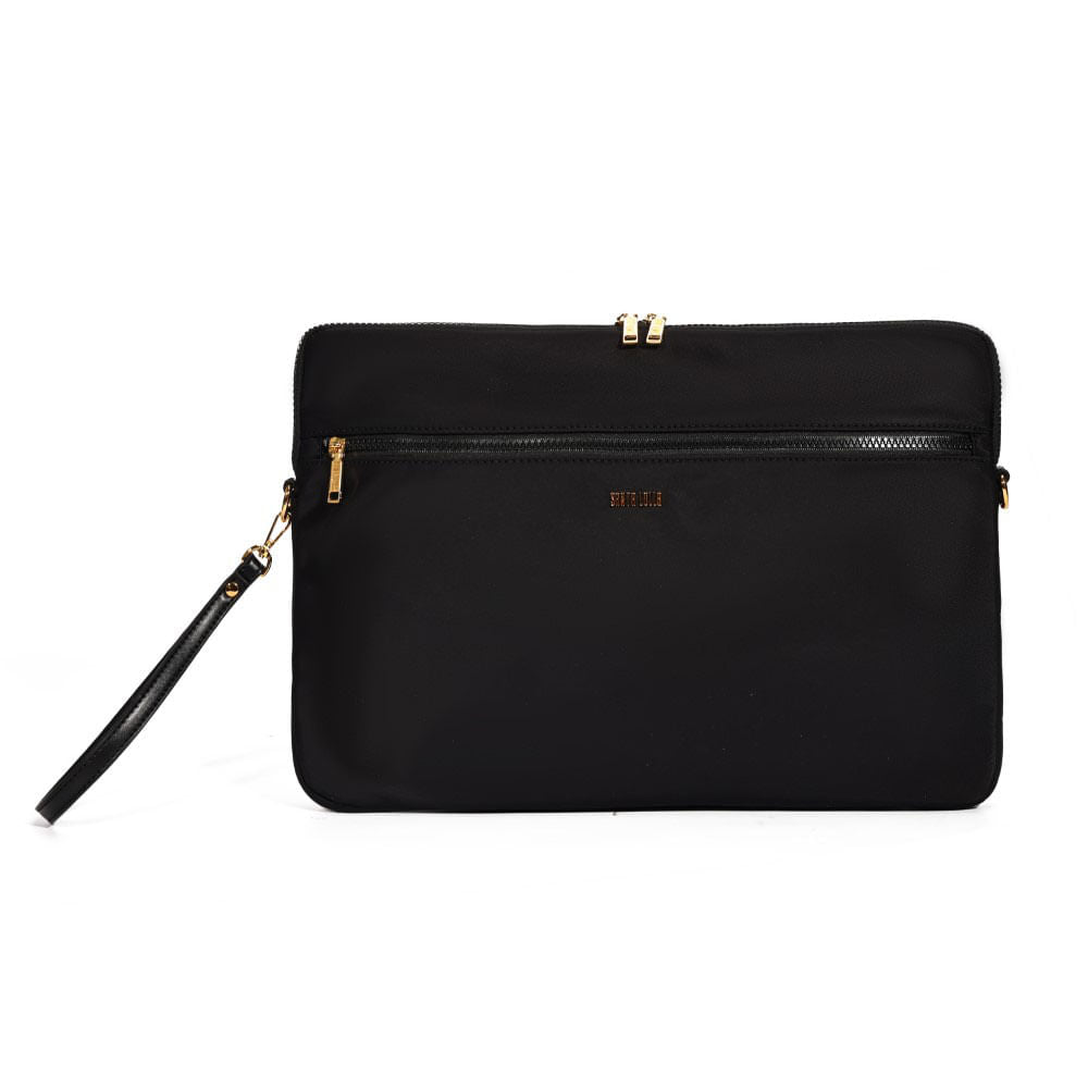 Porta Notebook Preto Nylon Com Alça De Mão