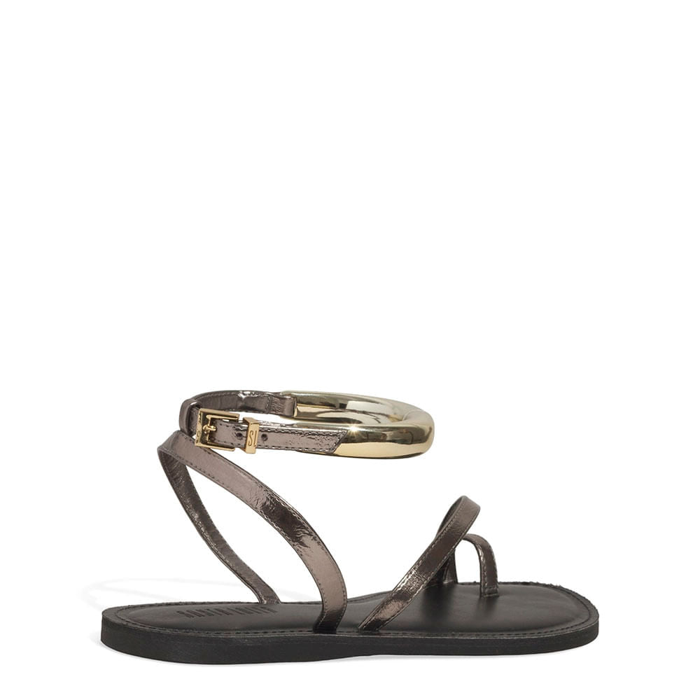 Rasteira Santa Lolla Grafite Metálica Fivela