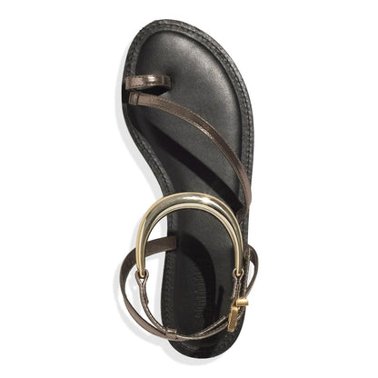 Rasteira Santa Lolla Grafite Metálica Fivela