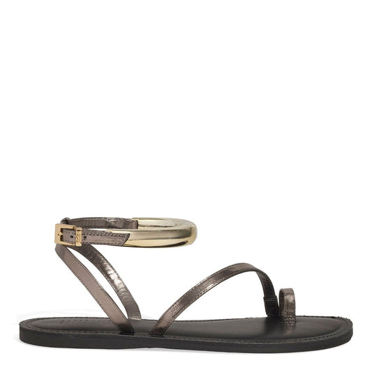 Rasteira Santa Lolla Grafite Metálica Fivela