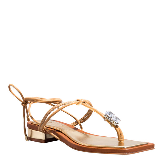 Rasteirinha Bege Santa Lolla Amarração Brilho 