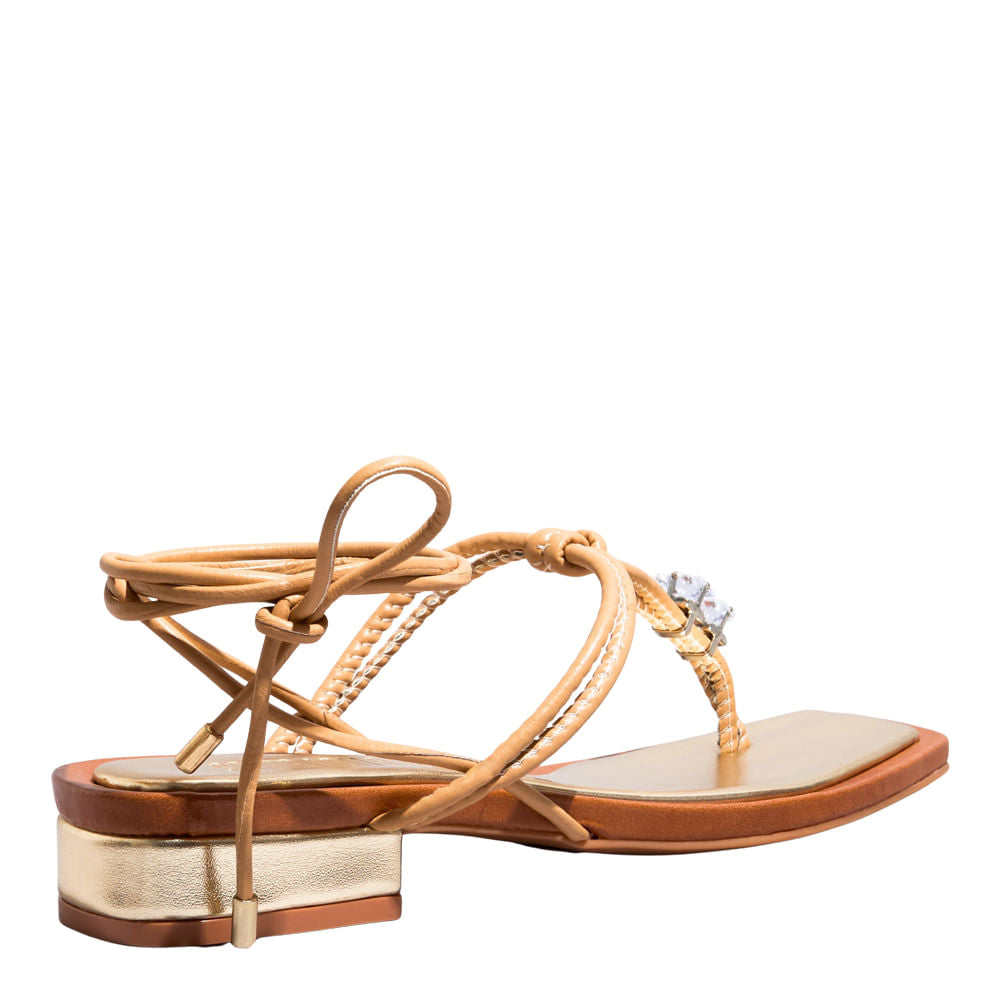 Rasteirinha Bege Santa Lolla Amarração Brilho 