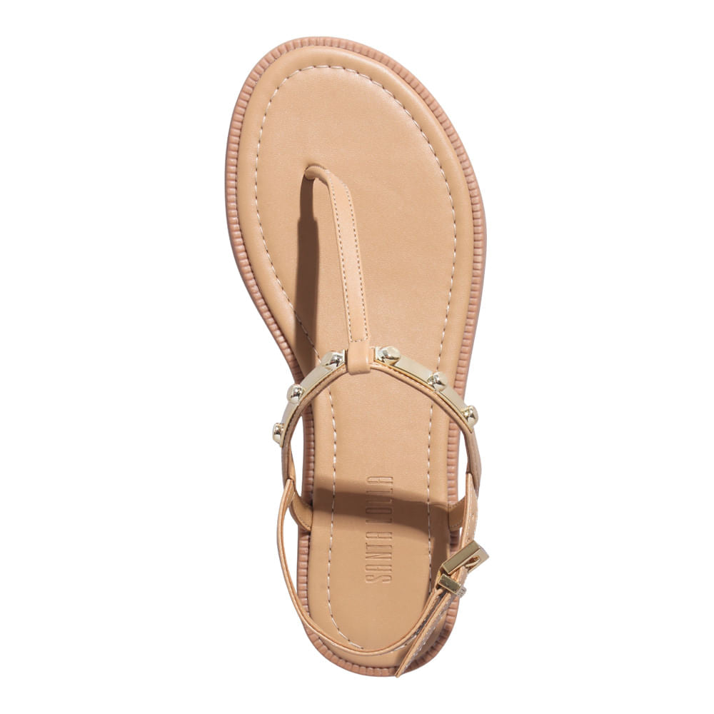 Rasteirinha Bege Santa Lolla Bico Redondo 