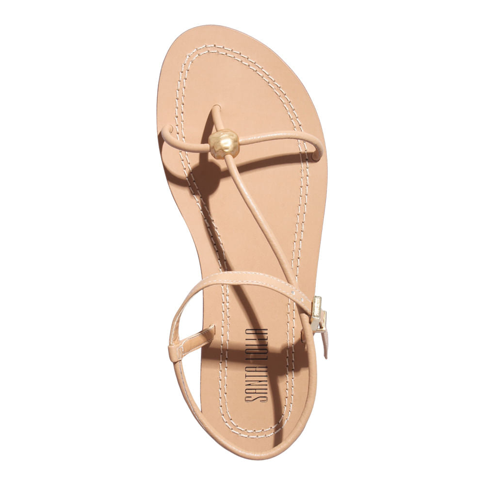 Rasteirinha Bege Santa Lolla Bico Redondo 