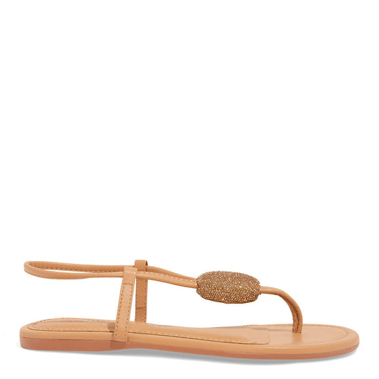 Rasteirinha Bege Santa Lolla Bico Redondo Brilho 