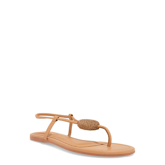 Rasteirinha Bege Santa Lolla Bico Redondo Brilho 