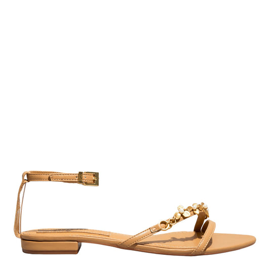 Rasteirinha Bege Santa Lolla Flor Bico Fino