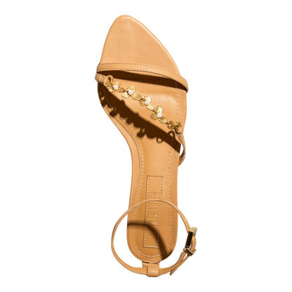 Rasteirinha Bege Santa Lolla Flor Bico Fino